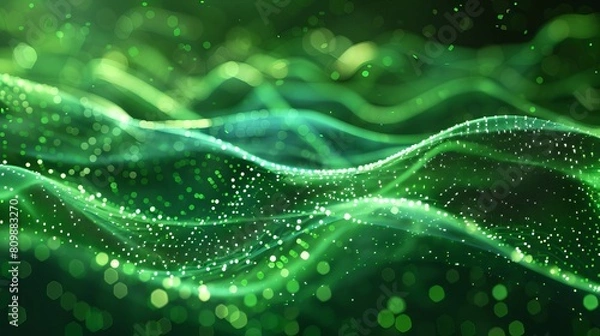 Obraz Abstract representation of green energy flows, using dynamic curves to symbolize sustainability