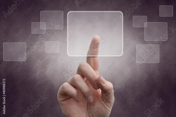 Obraz hand, button, touch screen