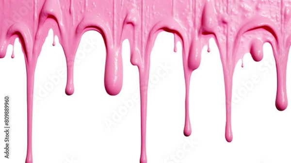 Fototapeta Pink acrylic color dripping on transparent background.	
