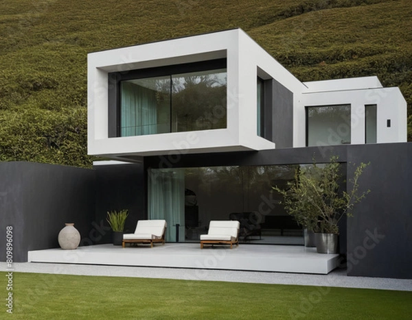 Fototapeta modern house with a garden