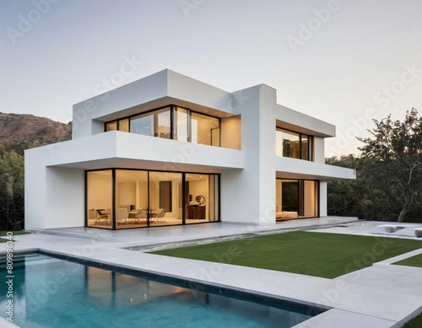 Obraz modern house with a swimming pool