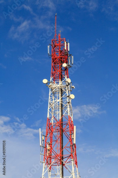 Obraz Communication tower with blue sky