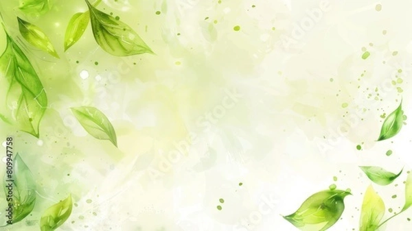 Fototapeta The background of the painting is transparent green leaves. Green leaves lying on top of each other.