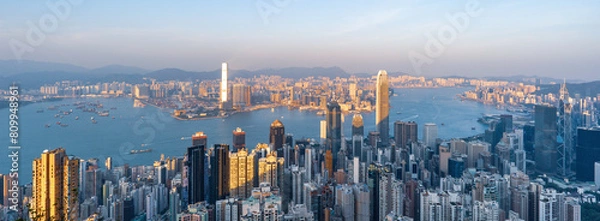 Obraz Hong Kong city view from The Peak at daytime. Banner panorama background