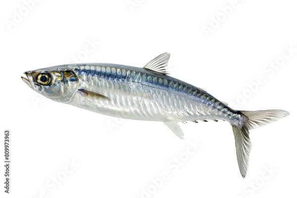 Fototapeta Fresh Atlantic Mackerel Isolated on White Background for Seafood Lovers