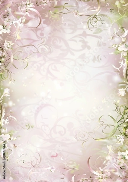 Obraz Wedding Invitation Card. Greeting Card. Empty Card with Flower Frame.