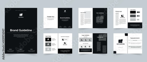 Fototapeta Brand Guideline or Brand Manual Template design A4 size 12 Pages layout