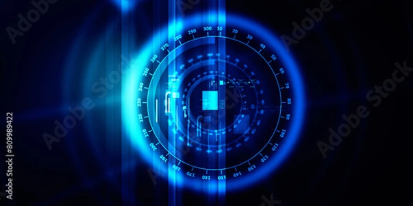 Obraz 2d illustration Abstract futuristic electronic circuit technology background