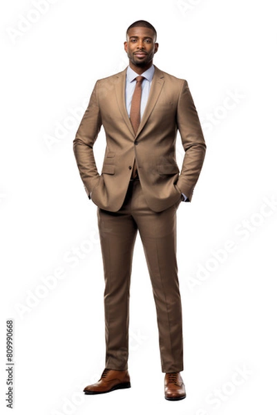 Obraz African american man dressed in office suit isolated on transparent background