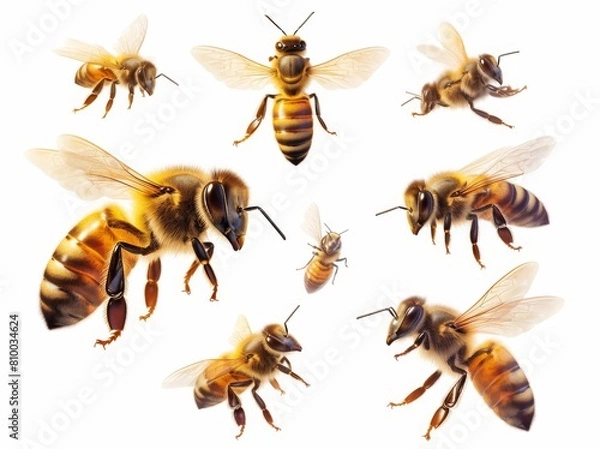 Obraz bee set isolated on white background