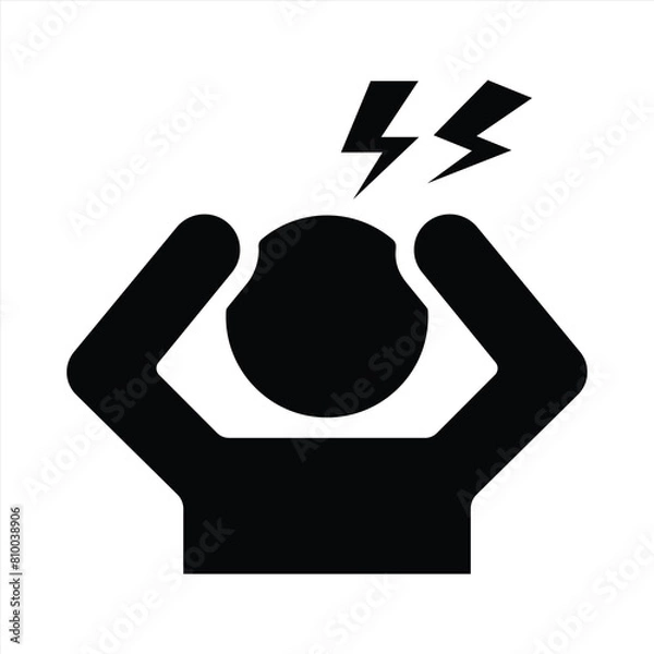 Obraz Silhouette of a Person Representing Stress with a Headache Graphic Icon