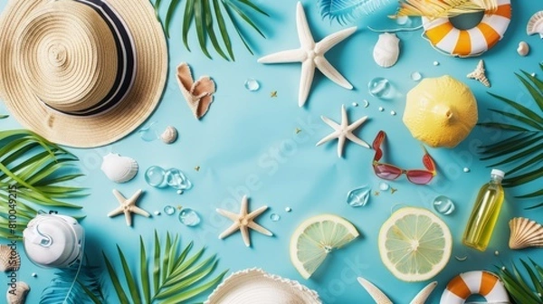 Fototapeta Summer Vacation Fun Holiday Relaxation Break Concept. Summer day background concept. copy space