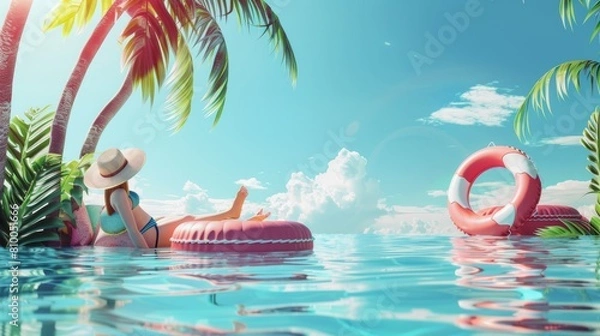 Obraz Summer Vacation Fun Holiday Relaxation Break Concept. Summer day background concept. copy space