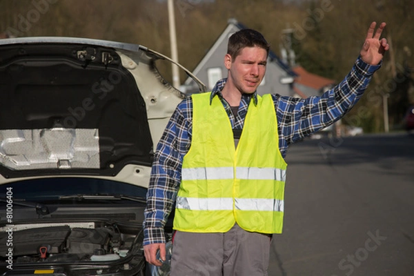 Obraz Hilfesuchender Mann in Warnweste