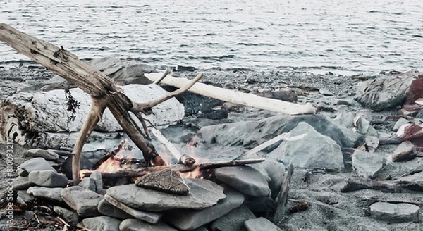 Obraz A bonfire on the beach.