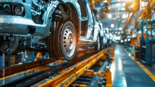 Fototapeta a team conducting a quality check on automotive parts in a factory