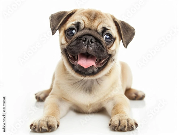 Fototapeta Cute  Pug  photo isolate on white background
