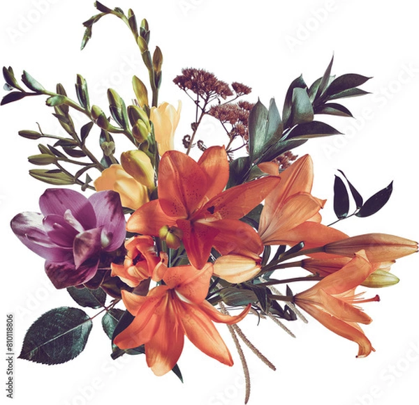 Obraz Vibrant and Detailed Floral Bouquets in PNG Format