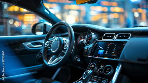 Fototapeta interior quality inspection of a new car model, focusing on precision and engineering