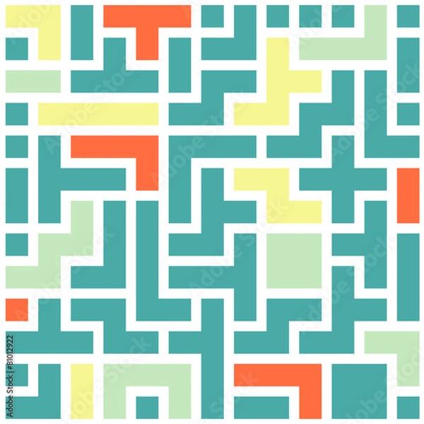 Fototapeta Seamless colorful Abstract background made of tetris shapes