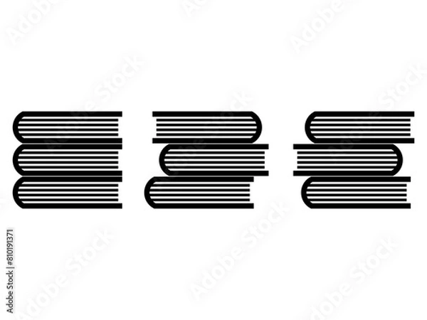 Fototapeta 積まれた本の天面ミニマルアイコンセット：黒