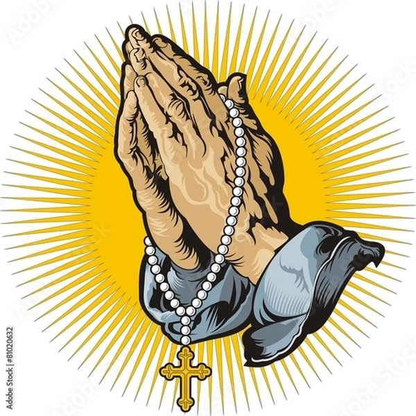 Obraz Praying hands with rosary