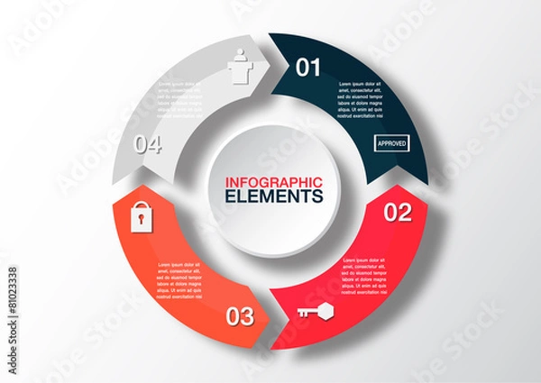 Fototapeta Vector circle arrows for infographic. Template for diagram, grap