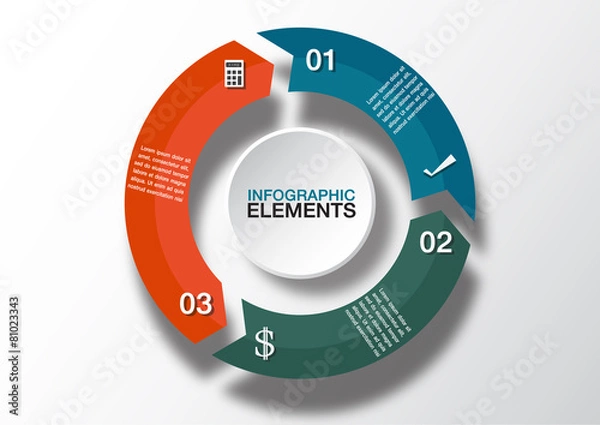 Fototapeta Vector circle arrows for infographic. Template for diagram, grap