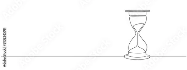 Fototapeta One continuous editable line of hourglass illustration. Time management, business deadline concept. Simple line vector illustration.