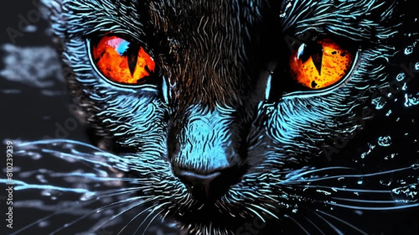 Fototapeta Adorable cat lying on the bed Generative Ai