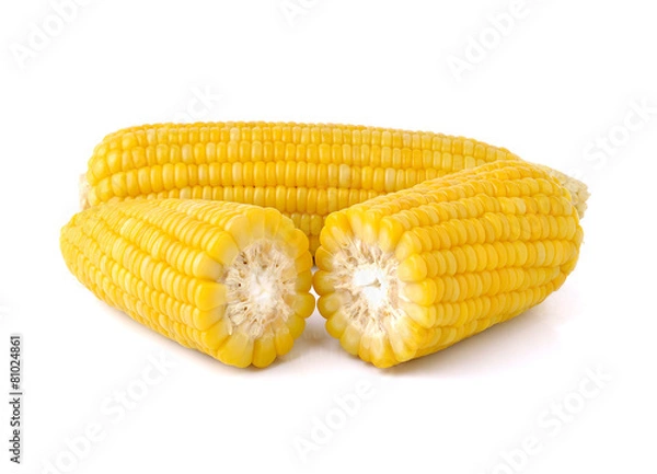 Obraz Boiled corn on white background