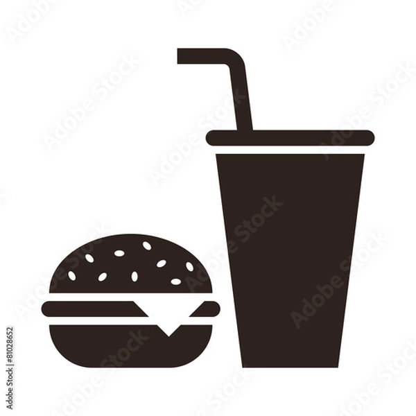 Obraz Fast food. Ikona Hamburger i napój