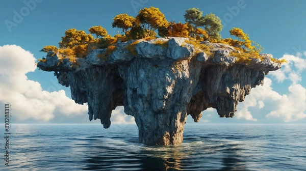 Fototapeta Fantasy world with floating mountains Generative Ai