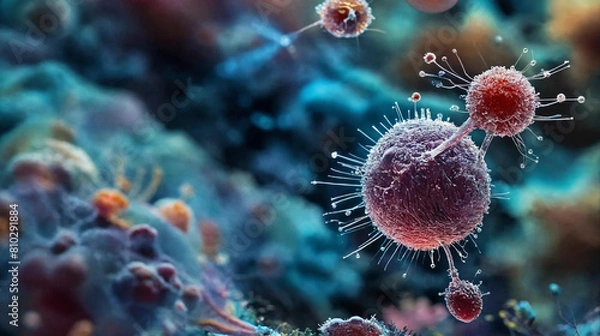 Fototapeta Microscopic worlds of cells organisms and molecular structures Generative Ai