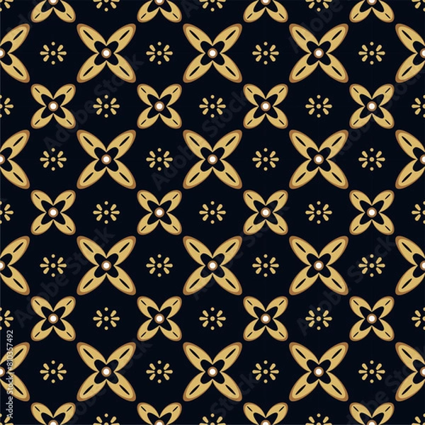 Fototapeta Vector Javanese ethnic batik pattern template with a beautiful and elegant natural color combination