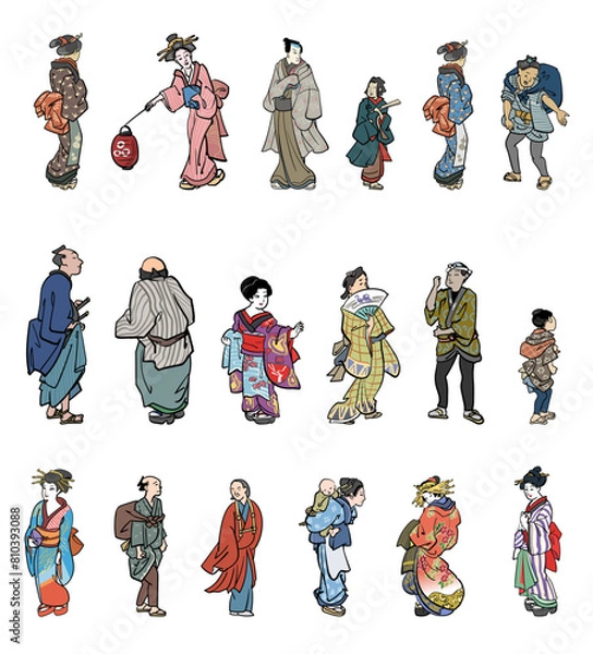 Fototapeta 浮世絵の添景人物集