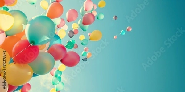 Obraz 空に昇る無数のカラフルな風船
