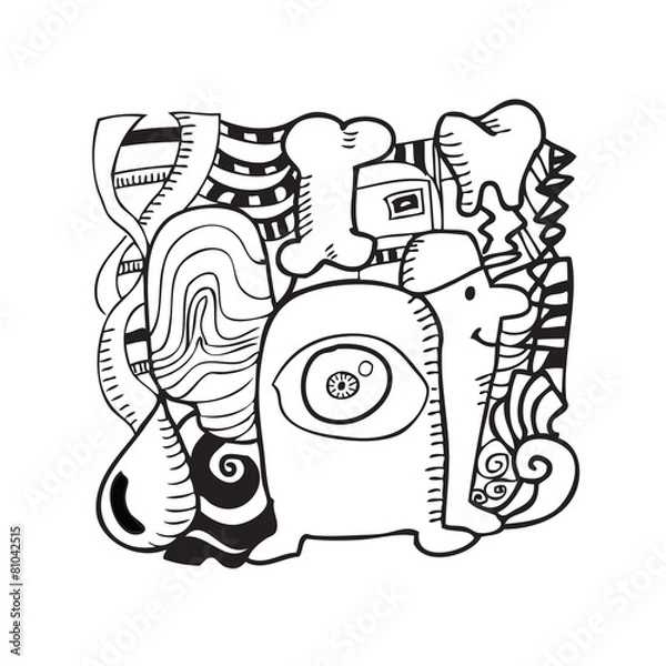 Fototapeta Identification organs and specimens doodle