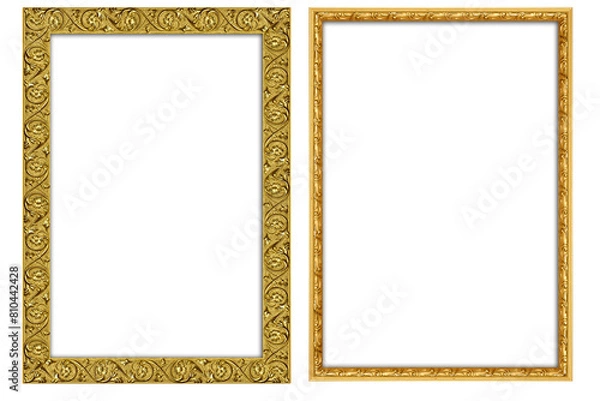 Fototapeta picture frame png  , Set of golden frames - Isolated transparent PNG background - Premium pen tool cutout
