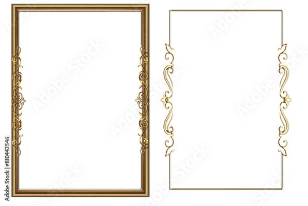 Fototapeta picture frame png  , Set of golden frames - Isolated transparent PNG background - Premium pen tool cutout