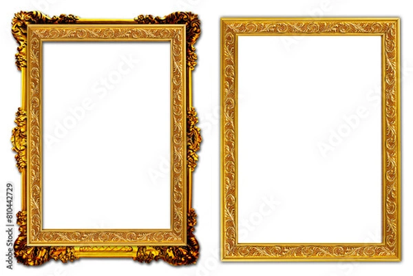 Fototapeta picture frame png  , Set of golden frames - Isolated transparent PNG background - Premium pen tool cutout