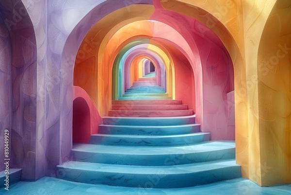 Fototapeta Pastel Shades GeoShapes: Overlapping Patterns & Soft Shadows Clipart
