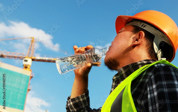 Obraz Construction worker, water drink
