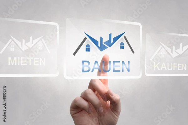 Obraz Haus Bauen, symbol, touch screen