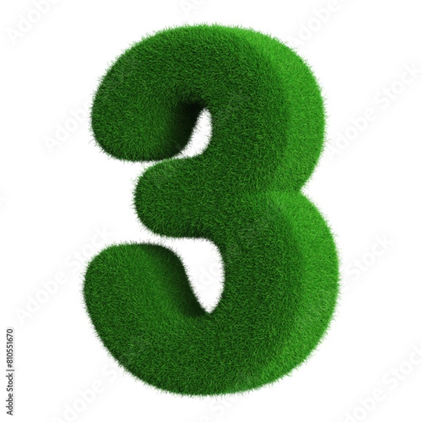 Obraz 3 Number Grass Green 3d Render