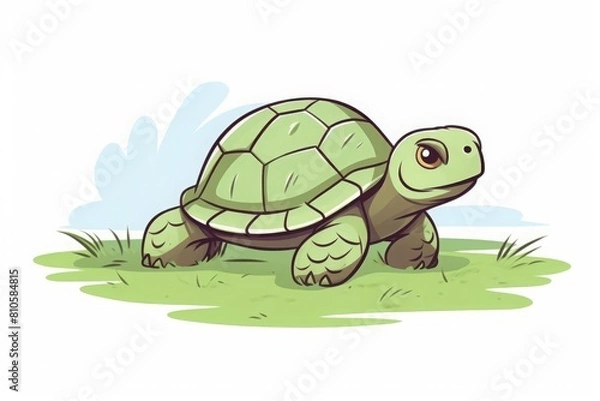 Fototapeta turtle slowly walking in the grass