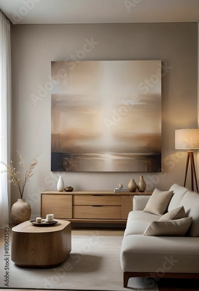 Obraz Interior design with sofa and picture frame.