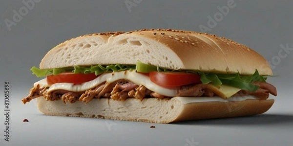 Obraz ham and cheese sandwich on a plate