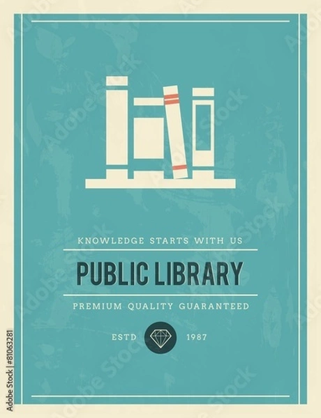 Obraz vintage plakat do biblioteki publicznej