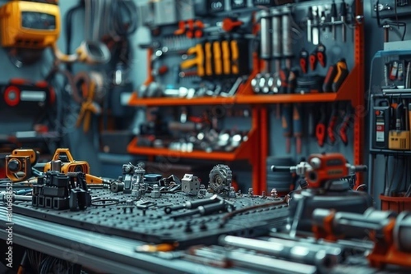 Fototapeta Concept of auto service and repair workshop vehicle. Generative Ai